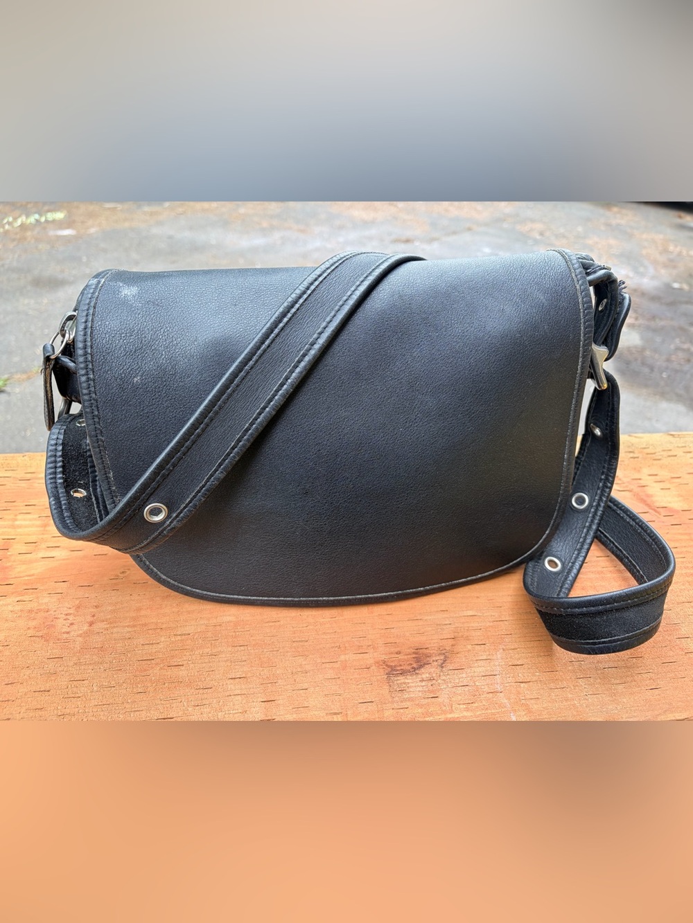 Coach Black Leather Messenger Crossbody Bag